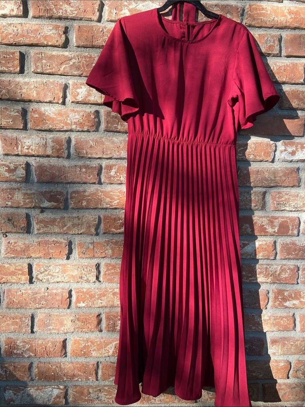 Pleated Midi Dress in Deep Wine - Picture 1 of 10